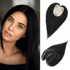 Human Hair Toppers for Women with Thinning Hair Real Human Topper Crown No Bangs 10 Inch #1B Natural Black