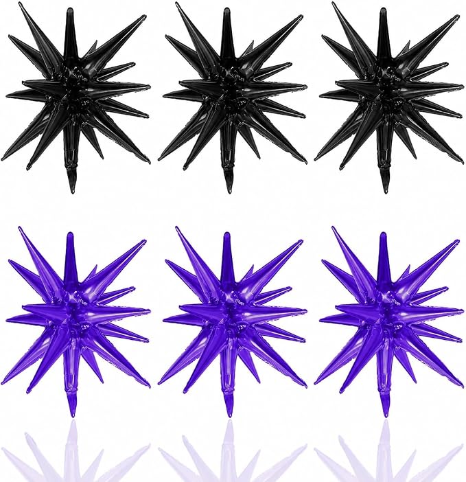 HILAVO 6PCS Purple Black Star Balloons, 22Inch Large Star Shaped Balloon Foil by HILAVO
