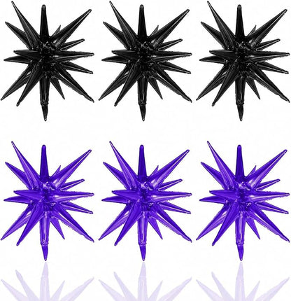 HILAVO 6PCS Purple Black Star Balloons, 22Inch Large Star Shaped Balloon Foil by HILAVO