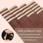 Tape in Hair Extensions Human Hair 20pcs 18Inch Dark Auburn Straight Remy Human Hair for Women Seamless Remy Tape in Hair Extensions(33#, 18 Inch)