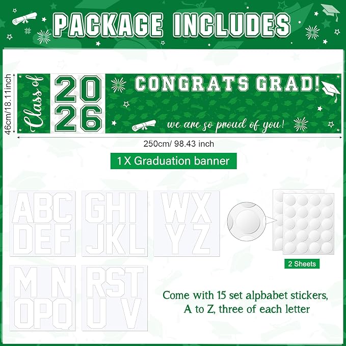 Graduation Congratulations Banner Decorations, Class of 2026 Personalized - Image 2