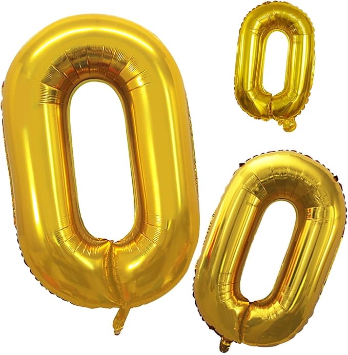 2 Pcs 42 Inch Gold Foil Balloons Number 0 by GOER