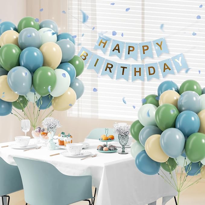 12inch Blue and Green Balloons - Image 6