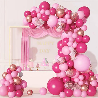 CANREVEL 125Pcs Pink Balloon Garland Arch Kit, Hot Pink Metallic Rose Gold - Image 5