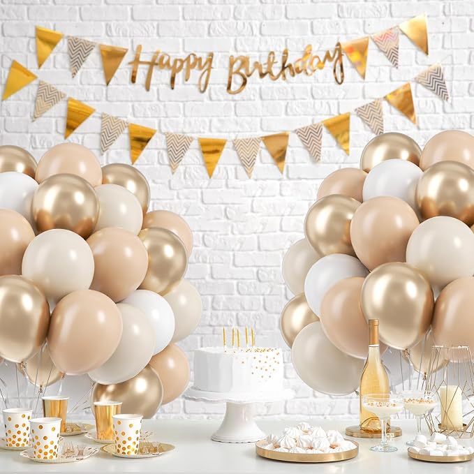 60pcs Neutral Balloons with 12inch Nude Beige Sand White Gold Balloons | Bridal - Image 5