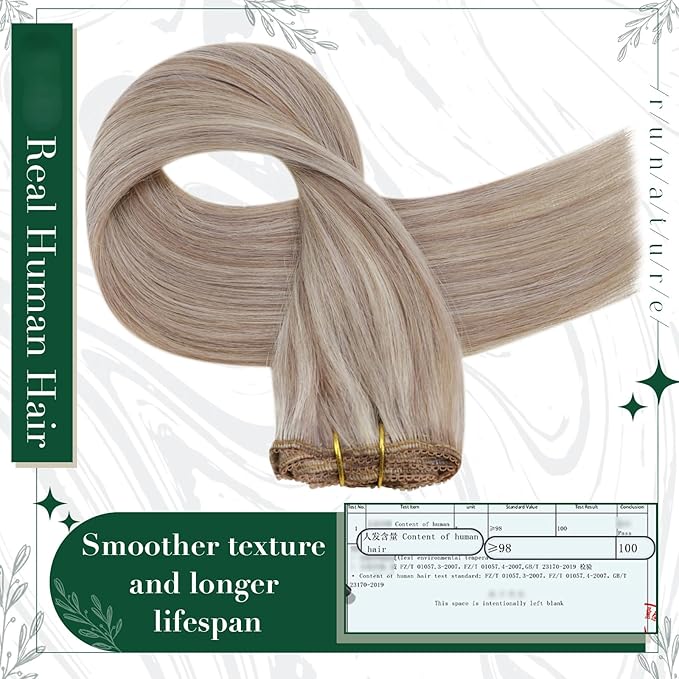 RUNATURE Real Human Hair Clip in Extensions, Short Clip in Hair Extensions, Clip on Hair Extensions for Women, Remy Natural Hair, Add Hair Volume, 10 Inch 50g 3pcs #19P60 Grey Blonde Highlights