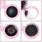 12 Pcs Unicorn Mini Detangler Brush, Folding Mirror Hair Brushes, Mini Travel Hair Brush, No Tangle Soft Flexible Bristles for Straight, Curly, Thick Hair for Party Gift
