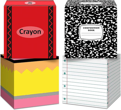 4 Pcs Back to School Balloon Box Decoration Sets Include Pencil Crayon Notebook by Denylopro