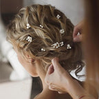 U Shaped Pearl Wedding Hair Pins for Bridal Women, Set of 9 (Silver)