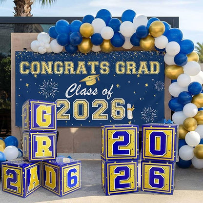 Graduation Decorations 2026 Navy Blue and Gold Balloon Boxes, Class of 2026 - Image 6