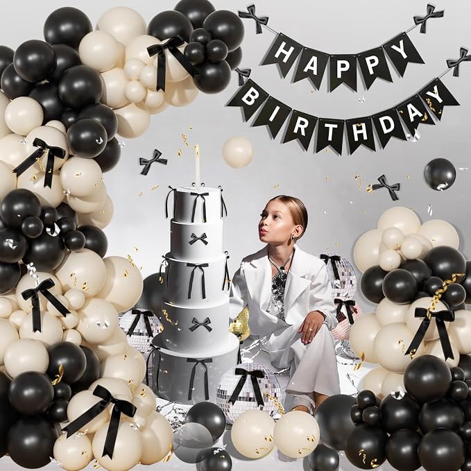 Black and Sand White Balloon Arch Kit - Image 2