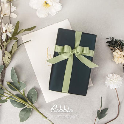 Ribbli Dusty Sage Satin Ribbon Double Faced Satin 5/8 Inch x Continuous 25 - Image 2