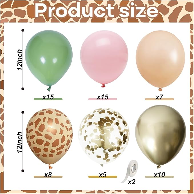 Pink Jungle Safari Balloons, Light Pink Cream Beige Balloon - Image 2
