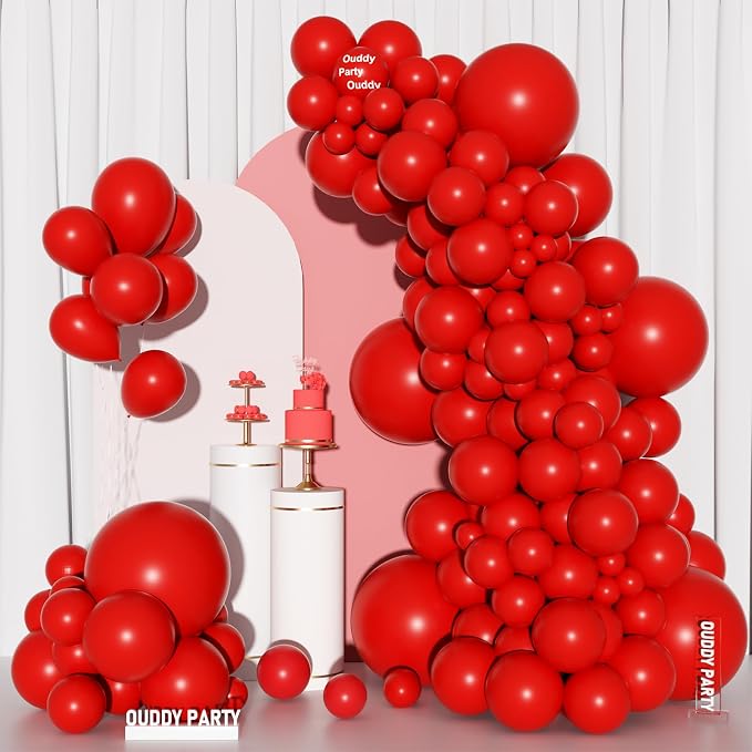 Ouddy Party 129Pcs Red Balloons Different Sizes 18 12 10 5 Inch, Latex Balloon - Image 7