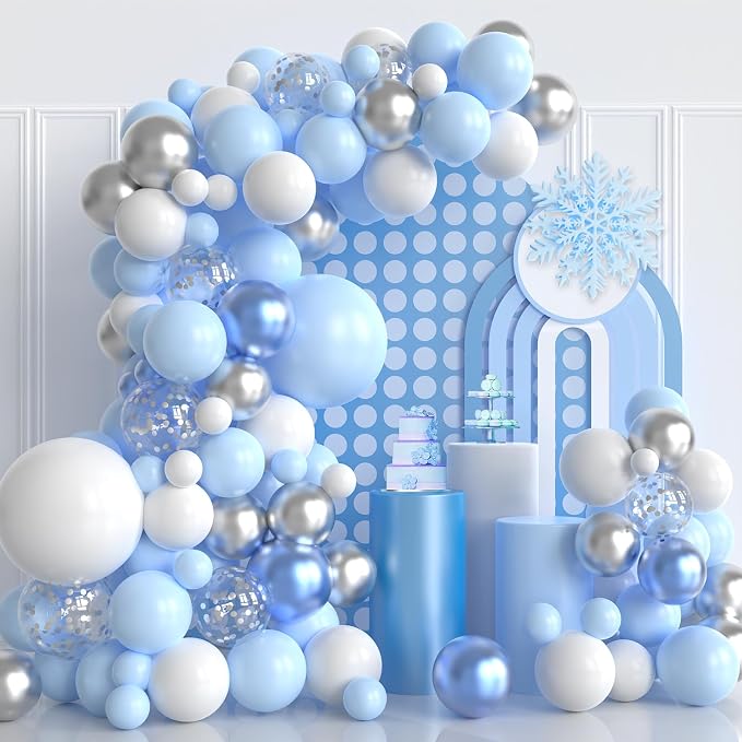 Blue and Silver Balloons Arch Kit, Baby Shower, Winter Wonderland Snow Theme by PATYDECRO