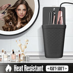 2 Pack Heat Resistant Silicone Hair Iron Mat and Pouch,Portable Travel Hair Straightener Mat and Holder for Hair Styling Tools.(Black)