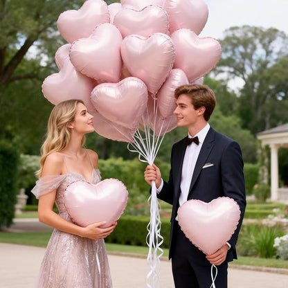 Baby Pink Cream Heart Balloons, Pastel Pink Helium Balloon - Image 7
