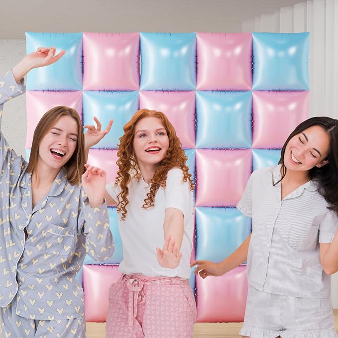 Matte Blue and Pink Balloons Wall Tunnel Backdrop Double Sided Chrome Balloon - Image 6