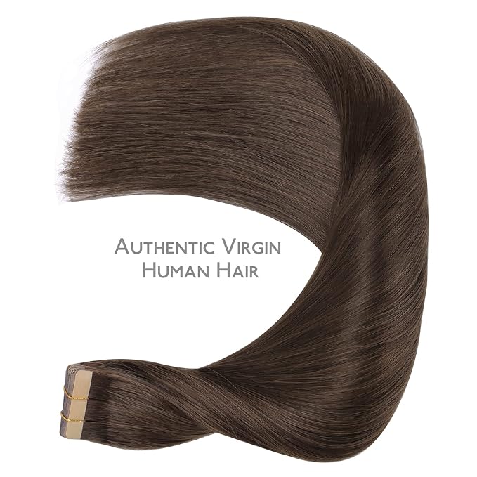 WENNALIFE Tape in Hair Extensions Human Hair, 20pcs 50g 16 inch Light Dark Brown Remy Hair Extensions Straight Human Hair Tape in Extensions Skin Weft Tape Extensions Human Hair