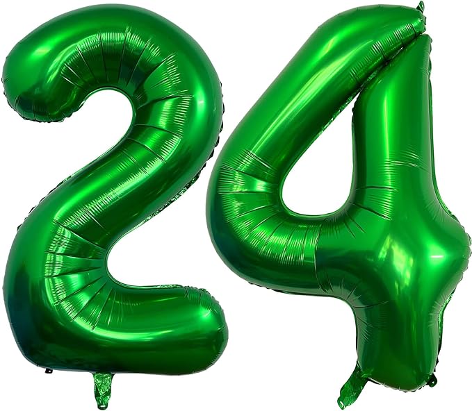 Number 24 Dark Green Balloons 40 Inch Giant Green 24 or 42 Numer Foil Helium by LHOAVWE