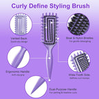2-Pack Curly Hair Brush, Curl Defining Brush with Soft Boar Bristles Detangling Tangled Glides, Wide-Teeth Design Effortlessly Shaping & Defining Curls, Curling Definer for Wet & Dry Hair(Pink Purple)