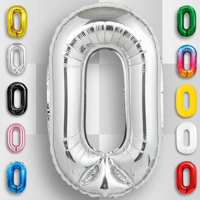 Silver Number Balloon 0 Mylar Foil Balloons 16 inch Small - Image 3