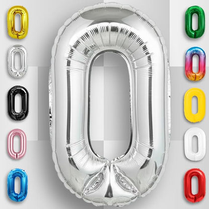 Silver Number Balloon 0 Mylar Foil Balloons 16 inch Small - Image 3