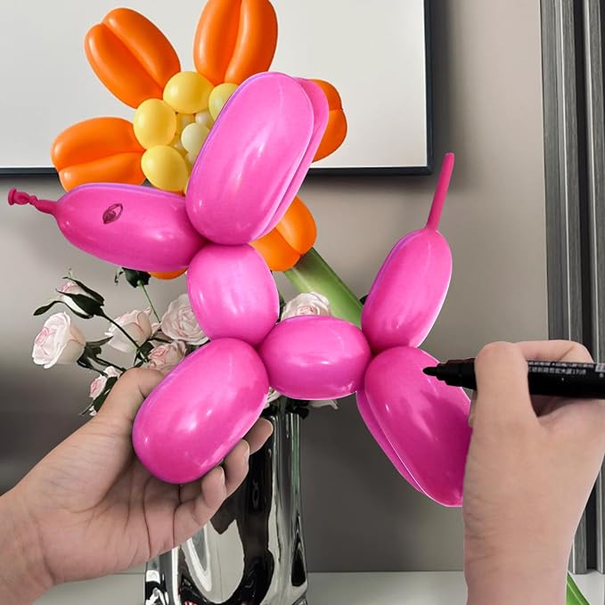 100Pcs Hot Pink 260 balloons, Thickening Latex Rose Red 260q Balloons - Image 5