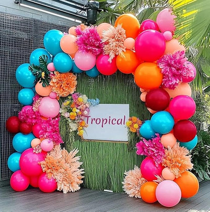 Hot Pink Blue Orange Balloon Garland - Image 5