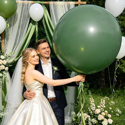 5Pcs Sage Green Big Balloons 36 Inch, Round Large Latex Party Balloons - Image 5