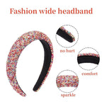 Glitter Headband for Women Fashion Sparkle Colorful Christmas Wide Headbands Comfortable High Elastic Headband Hairband Hair Hoop Hair Accessories for Womens
