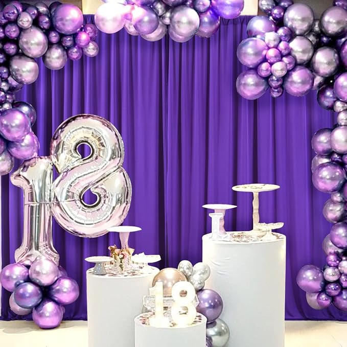 AK TRADING CO. 10 feet x 10 feet Purple Polyester Backdrop Drapes Curtains - Image 5