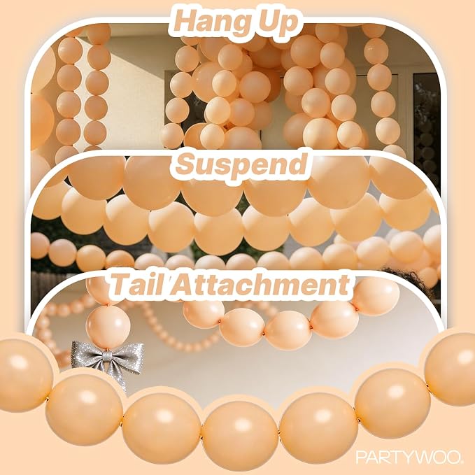 PartyWoo Nude Linking Balloons 100pcs 6 Inch Beige Tan Link Balloons | - Image 6