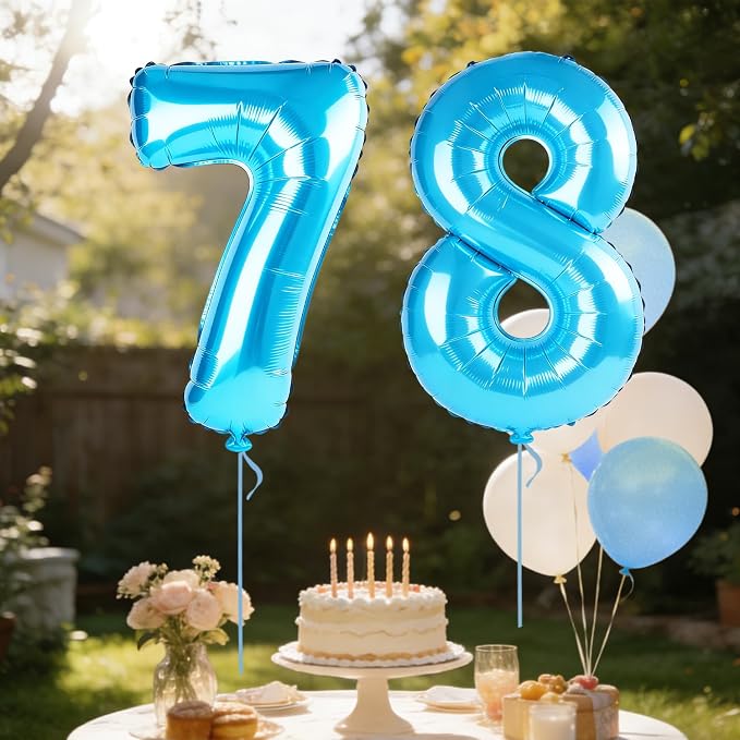 40 Inch Number 78 Balloons for 78th Birthday Party Decorations, 0-100 Jewelry - Image 3