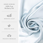 Fishers Finery 25mm 100% Pure Mulberry Silk Pillowcase (Lt Blue Queen)