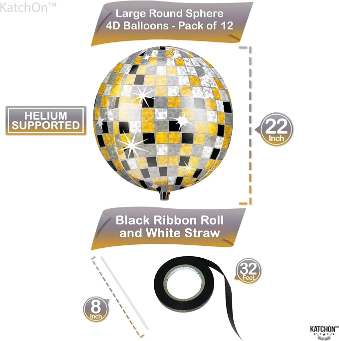 KatchOn Disco Ball Balloons 22 Inch, 360 Degree 4D Sphere Disco Balloon - Image 4