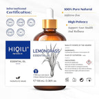 HIQILI Lemongrass Essential Oil, 100% Pure Natural Undiluted Premium Oils - 3.38 Fl. Oz