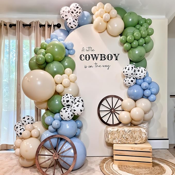 Cowboy Balloons Dusty Blue Sage Green Brown Tan Coffee Sand White Nude Retro - Image 3
