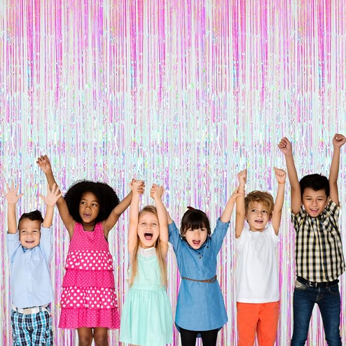 GOER 3.2 ft x 9.8 ft Metallic Tinsel Foil Fringe Curtains Party Photo Backdrop - Image 3