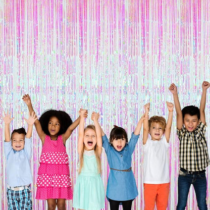 GOER 3.2 ft x 9.8 ft Metallic Tinsel Foil Fringe Curtains Party Photo Backdrop - Image 3