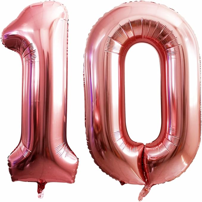 Number 10 Balloons for 10th Birthday Party Decorations, 42 Inch Jumbo Foil by GOER