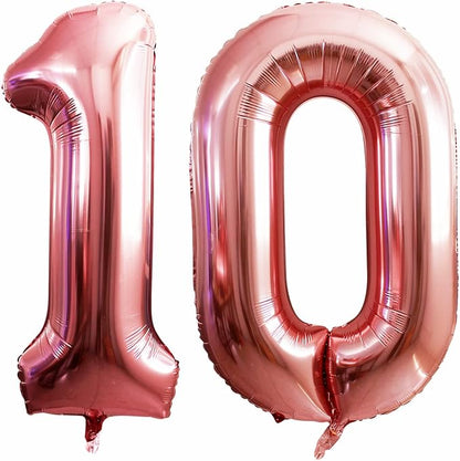 Number 10 Balloons for 10th Birthday Party Decorations, 42 Inch Jumbo Foil by GOER