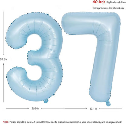 40 In Matte Blue Number Balloons Helium Foil Mylar Balloon Party Digital 37 | - Image 2