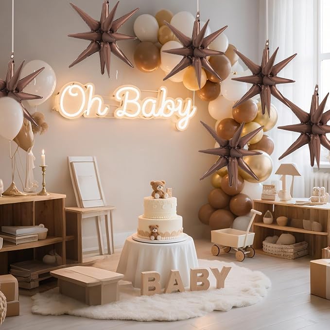 TONIFUL 4 Pcs Explosion Star Balloons Chocolate Foil Balloon Party Decor | 22 - Image 6