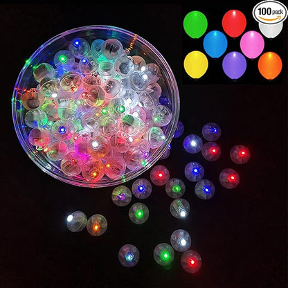 100pcs Multicolor LED Balloon Lights, Rainbow Colored Round Led Flash Mini Ball by Aogist