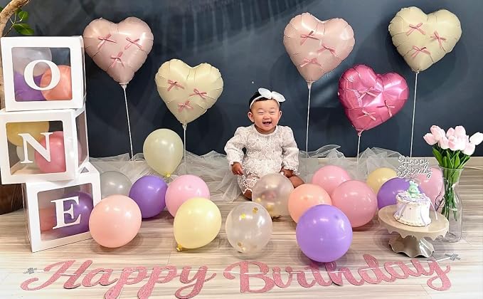Pink White Heart Balloons, 18Inch Sand White Helium Balloon - Image 6