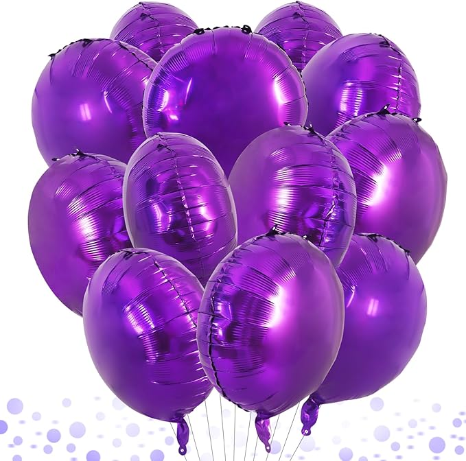 TONIFUL 30Pcs 18 Inch Large Purple Round Shape Foil Balloons Big Purple Circle by TONIFUL