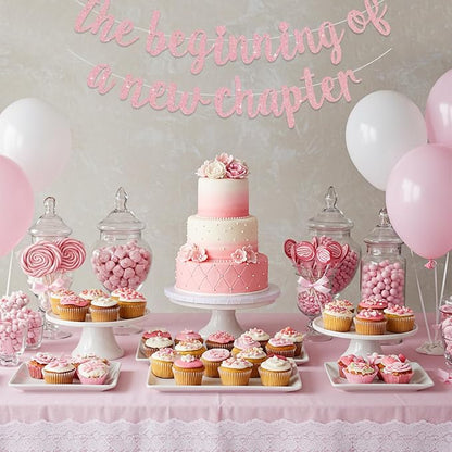 BEISHIDA Dark Pink Pre-Strung Glitter The Beginning of A New Chapter Banner | - Image 6