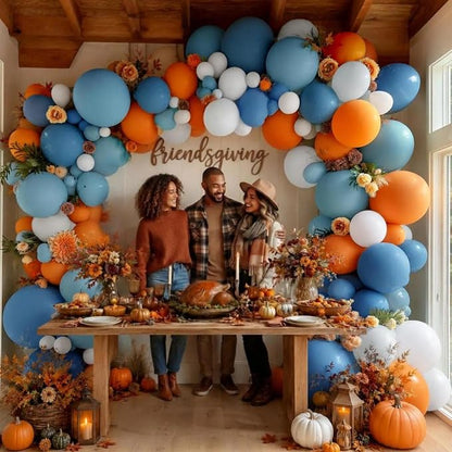 Dusty Blue Orange Fall Balloon Arch Garland Kit 91Pcs Double Stuffed | Burnt - Image 5