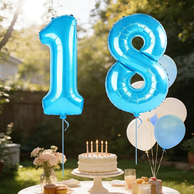 40 Inch Number 18 Balloons for 18th Birthday Party Decorations, 0-100 Jewelry - Image 3